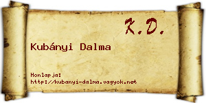 Kubányi Dalma névjegykártya